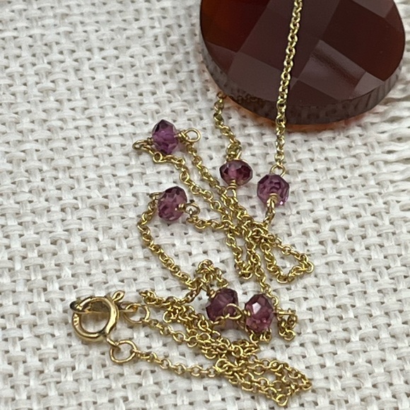 Vintage 14K Gold Carnelian & Amethyst Necklace – Rare Find - Picture 3 of 17